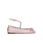 Valentino Garavani Rockstud Satin Ballerina Water Lilac 3W2S0Hb6Swh 6E0
