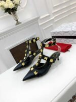 Valentino Garavani Roman Stud Kitten Heel Pumps Black - Image 8