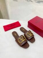 Valentino Garavani Vlogo Signature Slide Sandal Brown - Image 9