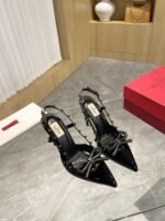 Valentino Rockstud Bow 100 Patent Slingback Pump Black Ws0Ib8Ixh0No - Image 7