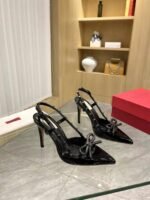 Valentino Rockstud Bow 100 Patent Slingback Pump Black Ws0Ib8Ixh0No - Image 9