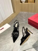 Valentino Rockstud Bow 100 Patent Slingback Pump Black Ws0Ib8Ixh0No - Image 10
