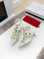 Valentino Garavani Roman Stud Kitten Heel Pumps White - Image 3