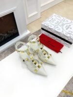 Valentino Garavani Roman Stud Kitten Heel Pumps White - Image 8