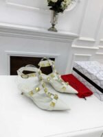 Valentino Garavani Roman Stud Kitten Heel Pumps White - Image 9