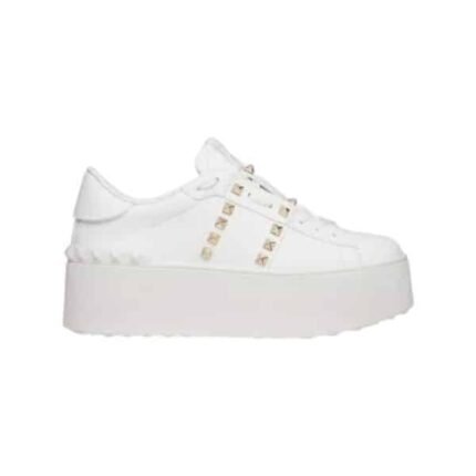 Valentino Garavani Flatform Rockstud Untitled Sneaker In Calfskin White 4W2S0Gg8Bhs 0Bo