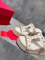 Valentino Rockstud Laminated Nappa Wedge Sandal Natural 4W2S0Gi5Dym Ybs - Image 8