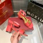 Valentino Garavani One Stud Leather Sandals Pink - Image 2