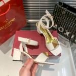 Valentino Garavani One Stud Leather Sandals White - Image 4