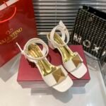 Valentino Garavani One Stud Leather Sandals White - Image 3