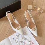 Valentino Vlogo Shiny Leather Leather Heels In White - Image 4