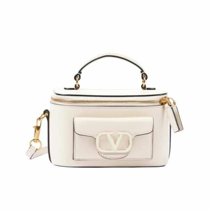 Valentino Mini Garavani Locò Handbag In Calfskin White 22Cm