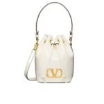 Valentino Mini Vlogo Signature Bucket Bag In Nappa Leather White 22Cm 3W2P0Z44Vnl 098