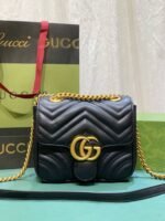 Gucci Gg Marmont Mini Shoulder Bag Black 18Cm ‎739682 Aabzc 6832 - Image 4