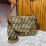 Fendi Olock Zip Dove Brown Tapestry Fabric Bag 8Br805Alfvf1Iqu - Image 2