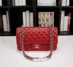 Chanel Medium Classic Double Flap Red Silver Hardware 25.5Cm - Image 2