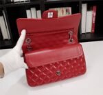 Chanel Medium Classic Double Flap Red Silver Hardware 25.5Cm - Image 6