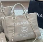 Chanel Deauville Shopping Canvas Tote Bag Light Beige 33Cm A67001 - Image 2