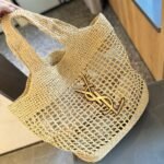 Saint Laurent Icare In Raffia Naturel And Brown Gold 36cm - Image 2