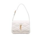 Saint Laurent Le 57 Quilted Leather Shoulder Bag White 27Cm