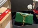Saint Laurent Kate Tassel Medium Crocodile Embossed Leather Green With Gold Hardware 22Cm - Image 2