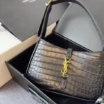 Saint Laurent Le 5 À 7 Croccodile Black 25Cm - Image 4