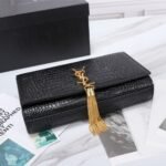 Saint Laurent Kate Medium Tassel In Crocodile Black 24cm - Image 5