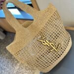 Saint Laurent Icare In Raffia Naturel And Brown Gold 36cm - Image 6