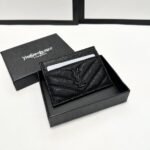 Saint Laurent Matelassé Card Case Black Logo 9cm - Image 2