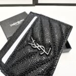 Saint Laurent Matelassé Card Case Black Logo 9cm - Image 4