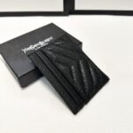 Saint Laurent Matelassé Card Case Black Logo 9cm - Image 5