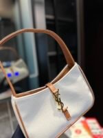 Saint Laurent Le 5 À 7 Linen Canvas Hobo Bag White And Brown 25Cm 657228Faavh - Image 4