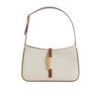 Saint Laurent Le 5 À 7 Linen Canvas Hobo Bag White And Brown 25Cm 657228Faavh