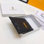 Saint Laurent Matelassé Card Case Black Gold Hardware 9cm - Image 4