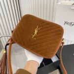 Saint Laurent Suede Matelasse Monogram Lou Camera Bag Cinnamon 23cm - Image 4