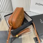 Saint Laurent Suede Matelasse Monogram Lou Camera Bag Cinnamon 23cm - Image 5