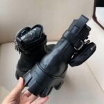 Prada Monolith Brushed Leather And Re Nylon With Pouch Boots Black 2Ue007 3Lfr F0002 F D002 - Image 6