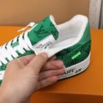 Louis Vuitton And Nike Air Force 1 By Virgil Abloh White Comet Green - Image 4