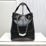 Chanel Shopping Bag Gold Tone Metal Black 33Cm AS5635 B20829 94305 - Image 2