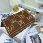 Gucci Check Gg Wool Jacquard Scarf Brown 180Cm - Image 2