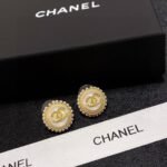 Chanel Button Pearl Earrings - Image 2