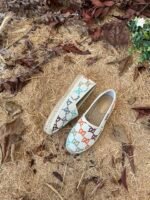 Gucci Women’S Gg Espadrille Sandal Linen Canvas Platform Rubber In Multicolor 78036 Uft70 8470 - Image 6