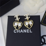Chanel Metal Enamel Cc Heart Drop Earrings Gold Abf305 B19851 Nafgv - Image 3
