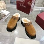 Gucci Horsebit Shearling Mules In Brown Suede - Image 3