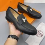 Hermes Paris Loafer Black With Silver Metal H172368Za02430 - Image 2