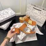 Valentino One Stud Metallic Nappa Flat Middle Heel Beige Thong Sandal - Image 9