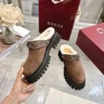 Gucci Horsebit Shearling Mules In Dark Brown Suede - Image 6