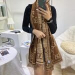 Gucci Check Gg Wool Jacquard Scarf Brown 180Cm - Image 8