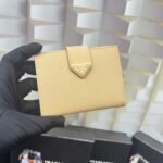 Prada Saffiano Triangle Wallet Vanilla 12Cm 1Ml018 Qhh F0032 - Image 2