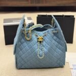 Chanel 25 Medium Handbag Washed Denim Blue And Gold Tone Metal 34Cm As5311 B20603 U0475 - Image 2